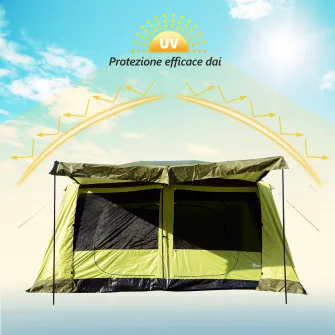 Cort pentru Camping 8 Persoane 410×310×225cm Verde Outsunny