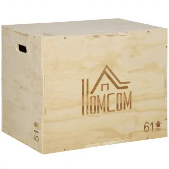 Cutie pliometrica din lemn HOMCOM 3 in 1 pentru antrenament pentru sarituri, antrenament pentru sarituri Complet 50/60/76 cm
