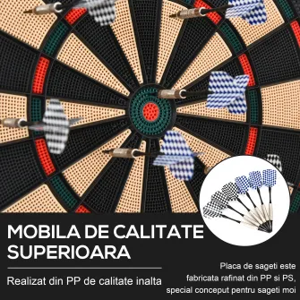 Dartboard electronic din plastic HOMCOM cu 6 darts, efecte sonore si vizuale, 44 x 50 x 3,2 cm, negru