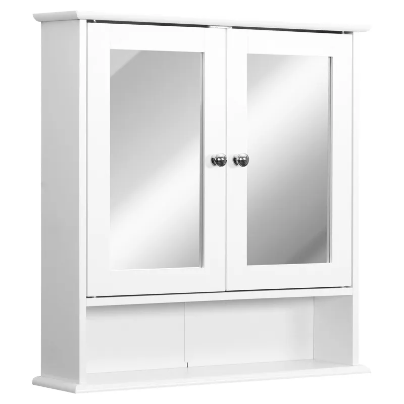 Dulap de baie cu oglinda, 56x13x58 cm, alb, HOMCOM