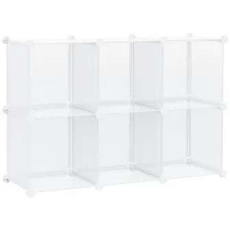 Dulap modular pantofi, Homcom, PP, 6 cuburi, 94.5x32x95 cm, Transparent