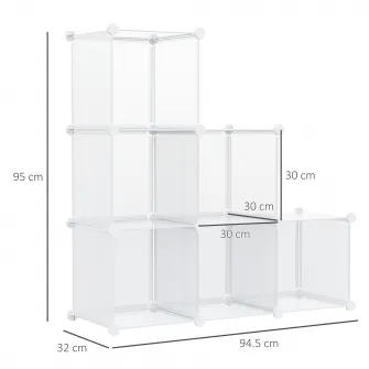 Dulap modular pantofi, Homcom, PP, 6 cuburi, 94.5x32x95 cm, Transparent
