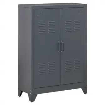 Dulap multifunctional HOMCOM, Metal, 2 usi, 75x33x110 cm, Gri
