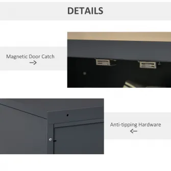 Dulap multifunctional HOMCOM, Metal, 2 usi, 75x33x110 cm, Gri