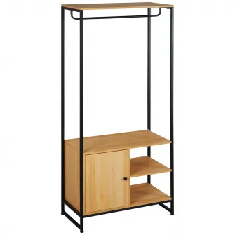Dulap pentru haine, Homcom, Otel/Lemn, 80x40x180 cm, Maro/Negru