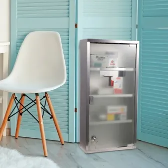 Dulap pentru medicamente HomCom , otel inoxidabil, 4 rafturi, 30x12x60cm