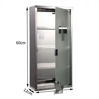 Dulap pentru medicamente HomCom , otel inoxidabil, 4 rafturi, 30x12x60cm