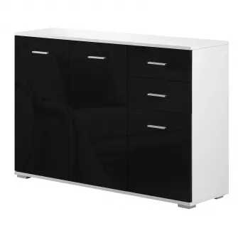 Dulapior-consola, Usi si Sertare Negru Lucios 106x76x35cm HOMCOM