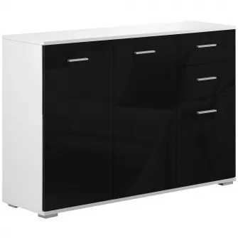 Dulapior-consola, Usi si Sertare Negru Lucios 106x76x35cm HOMCOM