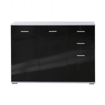 Dulapior-consola, Usi si Sertare Negru Lucios 106x76x35cm HOMCOM