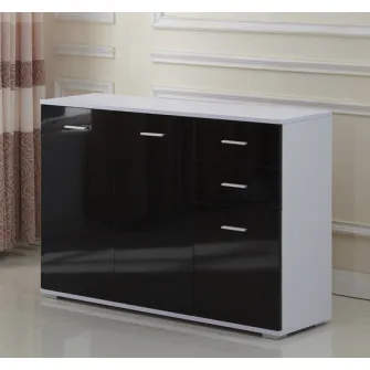 Dulapior-consola, Usi si Sertare Negru Lucios 106x76x35cm HOMCOM