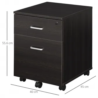 Dulapior de birou Vinsetto, 2 sertare, Incuietoare, 2 chei, 40x45x55.6cm, Pal, Negru