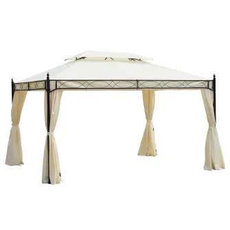 Foisor cu Dublu Acoperis si 4 Prelate Laterale, 3x4m, Crem, Outsunny