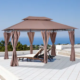 Foisor din Otel cu Acoperis Dublu kaki 4x3m, Outsunny