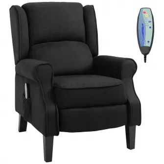 Fotoliu cu masaj relaxare, cu inclinare, functie de incalzire si telecomanda, 78x83x101cm, negru