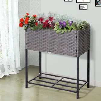 Ghiveci cu raft Outsunny, Interior/Exterior, 70cm x 30cm x 72cm, Gri