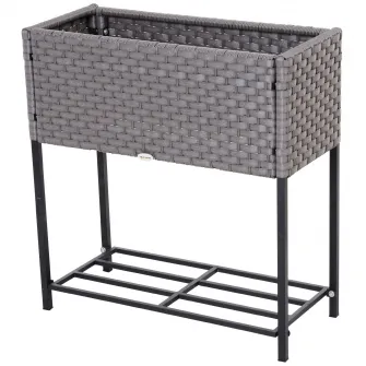Ghiveci cu raft Outsunny, Interior/Exterior, 70cm x 30cm x 72cm, Gri