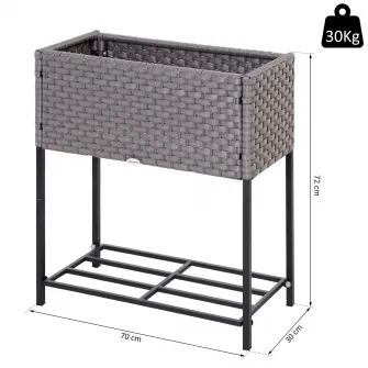 Ghiveci cu raft Outsunny, Interior/Exterior, 70cm x 30cm x 72cm, Gri