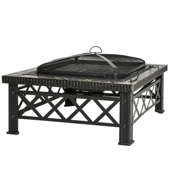 Gratar pe carbuni, Outsunny, 76 x 76 x 47 cm, Metal, Negru