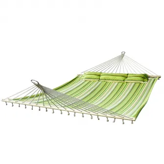 Hamaca dublu Outsunny, 3 perne, Bumbac, Model dungi, 2,84 × 1,4 m, Multicolor