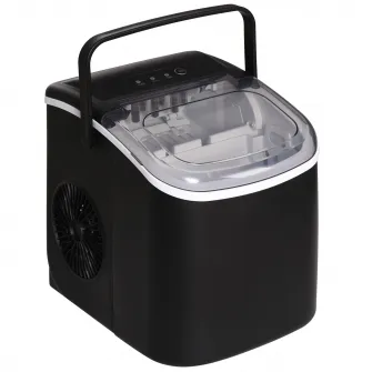 HOMCOM Aparat de gheata pentru blat, 12 kg in 24 de ore, 9 cuburi gata in 6-12 minute, aparat portabil pentru cuburi de gheata cu cupa de gheata si cos, negru