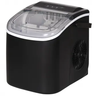 HOMCOM Aparat de gheata pentru blat, 12 kg in 24 de ore, 9 cuburi gata in 6-12 minute, aparat portabil pentru cuburi de gheata cu cupa de gheata si cos, negru