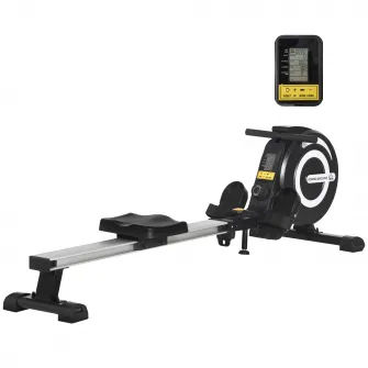 Homcom Aparat de Vaslit Magnetic Pliabile cu Rola pe 8 nivele de Rezistenta si Monitor 185x58x57cm