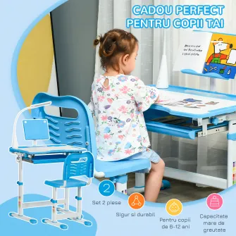HomCom banca si scaun pentru copii, 70x49.5x80-105cm