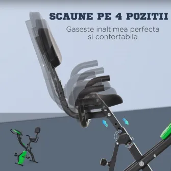 HOMCOM Bicicleta Pliabila 2 in 1 Rezistenta 8 Nivele Elastice pentru Brate