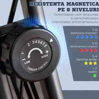 HOMCOM Bicicleta Pliabila 2 in 1 Rezistenta 8 Nivele Elastice pentru Brate