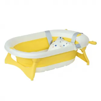HOMCOM Cadita pentru baita pliabila pentru copii 0-3 ani cu indicator de temperatura si pernuta, 81.5x50.5x23.5 cm, alb