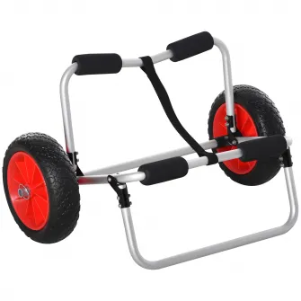 HOMCOM Carucior de Plaja Pliabil pentru Caiac si Canoe cu Protectii si Dublu Suport, Carucior Plaja din Aluminiu si NBR, 70x40x42 cm, Multicolor