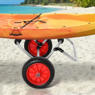 HOMCOM Carucior de Plaja Pliabil pentru Caiac si Canoe cu Protectii si Dublu Suport, Carucior Plaja din Aluminiu si NBR, 70x40x42 cm, Multicolor