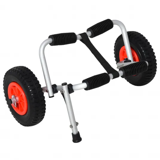 HOMCOM Carucior Transport Caiac, Troler Carucior Transport Canoe Pliabil din Aluminiu cu Protectii Antiderapante
