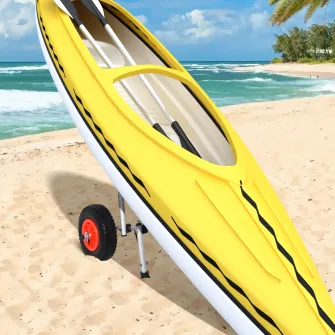 HOMCOM Carucior Transport Caiac, Troler Carucior Transport Canoe Pliabil din Aluminiu cu Protectii Antiderapante