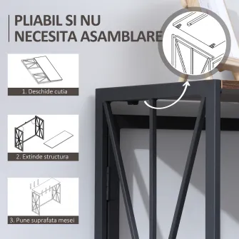 HOMCOM Consola cu cadru metalic pentru sufragerie, intrare, maro