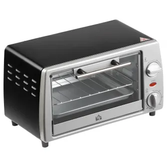 HOMCOM Cuptor Electric 10L cu Gratar si Tava Temperatura Reglabila Timer