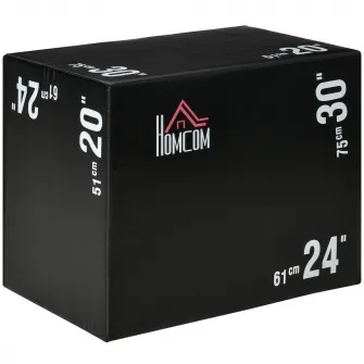 HOMCOM Cutie pliometrica 3 in 1, 76L x 51l x 61i cm, Exercitii cu sarituri pentru CrossFit, Antrenament prin sarituri, MMA acasa, la birou, la sala