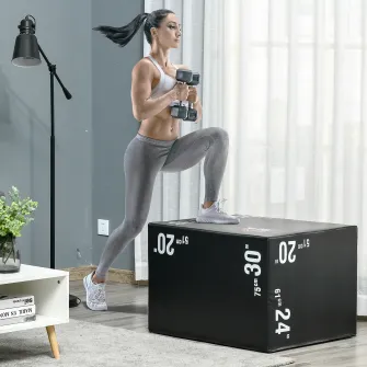 HOMCOM Cutie pliometrica 3 in 1, 76L x 51l x 61i cm, Exercitii cu sarituri pentru CrossFit, Antrenament prin sarituri, MMA acasa, la birou, la sala