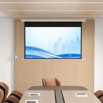 HOMCOM Ecran de Proiectie Motorizat de 84 de inci, Ecran de Proiectie Electric 4K HD 16:9, Montat pe Perete sau pe Tavan cu Doua Telecomenzi pentru Interior si Exterior