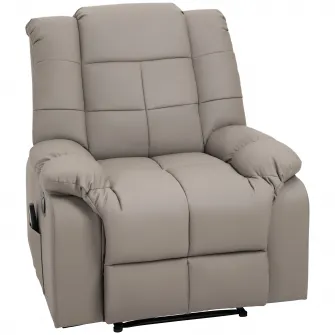 HOMCOM Fotoliu de Relaxare cu Masaj din Piele Artificiala, Fotoliu Ergonomic cu 8 Puncte de Masaj si Rabatabil 165°, Gri