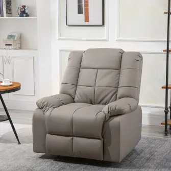 HOMCOM Fotoliu de Relaxare cu Masaj din Piele Artificiala, Fotoliu Ergonomic cu 8 Puncte de Masaj si Rabatabil 165°, Gri
