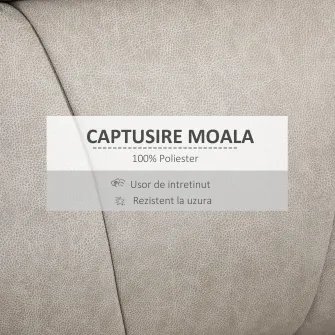 HOMCOM Fotoliu rabatabil manual, captusit, canapea de o persoana cu suport pentru picioare si cadru de otel pentru sufragerie dormitor TV jocuri