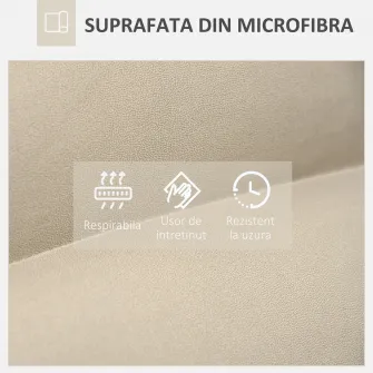 HOMCOM Fotoliu Relax din material capitonat cu pivotare la 360°, fotoliu rabatabil pe 3 nivele 62x62x95cm, bej