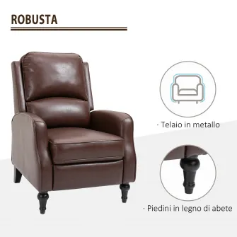 HOMCOM Fotoliu Relax Rabatabil 90° si 150° Manual din piele