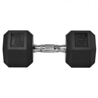 HOMCOM Gantera hexagonala de 20kg din otel si cauciuc pentru antrenament in sala de sport, acasa si la birou, negru