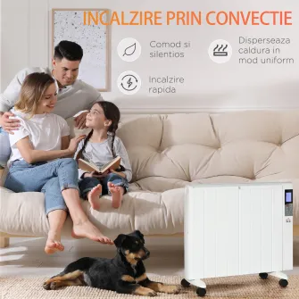 HOMCOM Incalzitor cu conventie, incalzire silentioasa, portabil sau montat pe perete cu detectarea deschiderii ferestrei, temporizator, telecomanda, oprire de siguranta