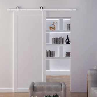 HOMCOM Kit de Feronerie de 6' Rustic pentru Interior pentru Montaj Usa Glisanta de Hambar, Alb