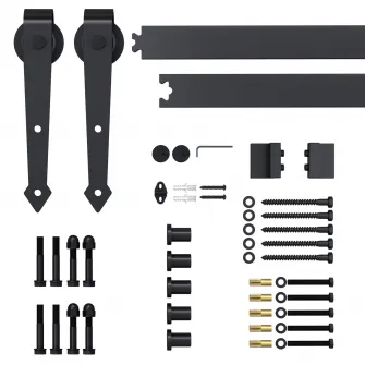 HOMCOM Kit pentru Usa Glisanta Greutate 100kg, Sina pentru Usa Glisanta cu Roti Stil Rustic, Negru