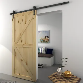 HOMCOM Kit pentru Usa Glisanta Greutate 100kg, Sina pentru Usa Glisanta cu Roti Stil Rustic, Negru